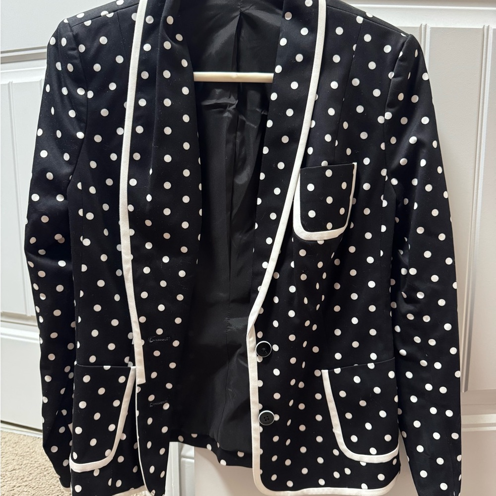 Express Black and White Polka Dot Blazer